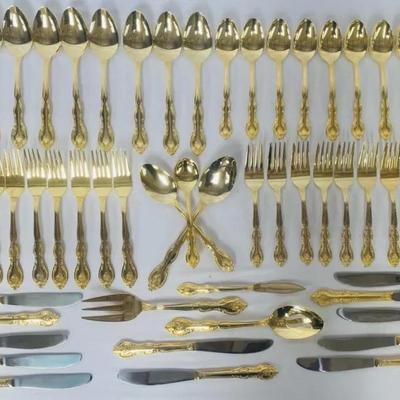 64-pc Set International Gold Toned Flatware