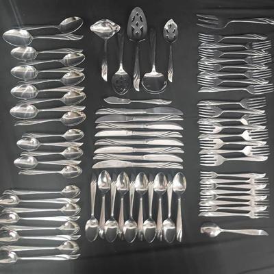 72-pc Set Mid-Century Stainless Steel Flatware – “Japan Stainless” Service with Serving Utensils