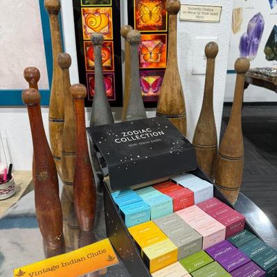 Sale Photo Thumbnail #15: Vintage Finds (Indian Clubs) and Zodiac Crystal Kits