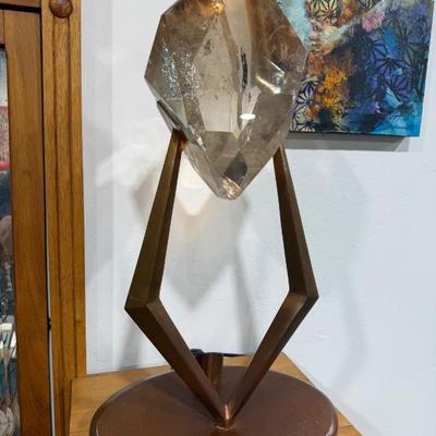 Sale Photo Thumbnail #28: Lawerence Stoller Quartz and Bronze Sculpture with lighted base.