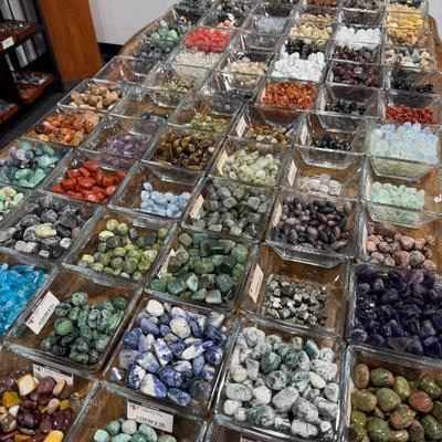 Over 100 types of tumbled stones and crystals