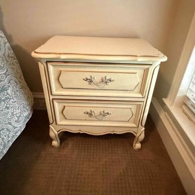 SOLD — This sweet little French Provincial bedside table is heading to a new little girl’s room.