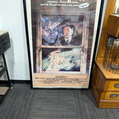 Vintage Robert Mitchum "Farewell My Lovely" movie poster in frame