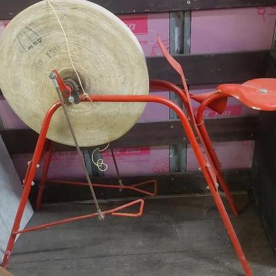 Vintage Pedal-Operated Grinding Wheel – Stone Sharpener with Red Frame
