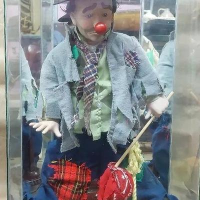 Emmett Kelly “Weary Willie” Clown Figurine in Glass Display Case
