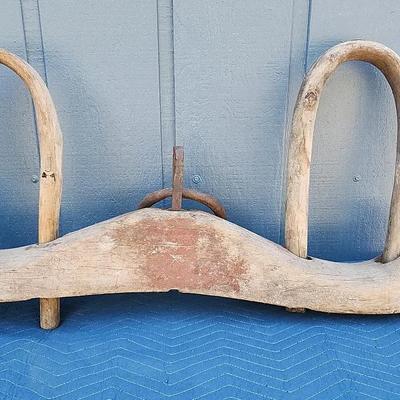 Antique Primitive Wooden Ox Yoke with Iron Hardware
