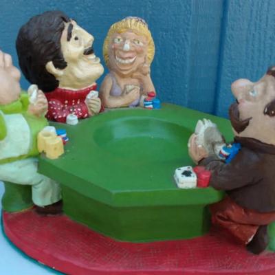 Comical Poker Players Ashtray from Flamingo Hotel, Las Vegas
