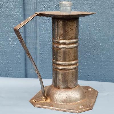 Vintage Industrial Torch Lamp Housing with Glass Insert

