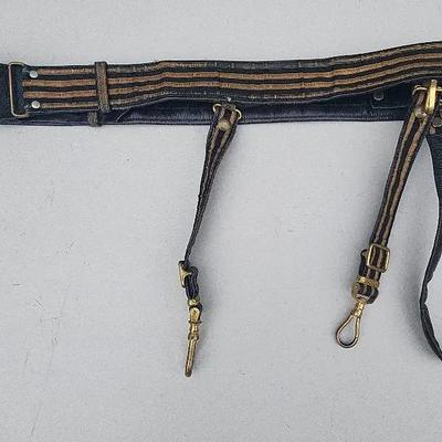 Antique Masonic Knights Templar Ceremonial Sword Belt with “In Hoc Signo Vinces” Brass Buckle
