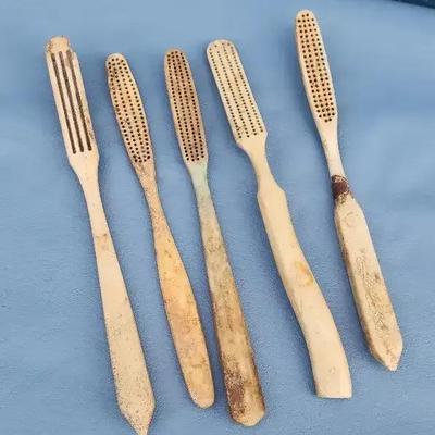 Antique Bone & Early Celluloid Toothbrushes – Lot of 5
