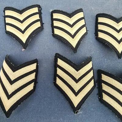 Set of 6 Vintage Military-Style Chevron Rank Patches
