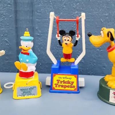 Vintage Walt Disney Push Puppets & Tricky Trapeze Mickey – Lot of 4
