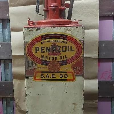 Early Pennzoil S.A.E. 30 Oil Pump Dispenser – Vintage Service Station Display
