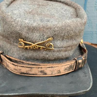 Confederate Civil War Cavalry Kepi Cap with Brass Insignia-Reproduction 

