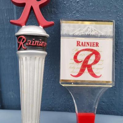Pair of Vintage Rainier Beer Tap Handles – Classic “R” Logo Designs

