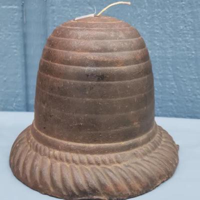 Antique Cast Iron Twine Holder with Beehive Design and Lid
