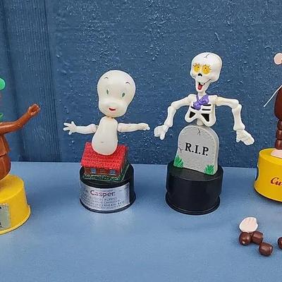 Vintage Character Push Puppets – Yogi Bear, Casper, Skeleton, Curious George
