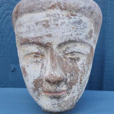 Ancient-Style Han Dynasty Male Clay Head – Gray Clay with Traces of Original Paint
