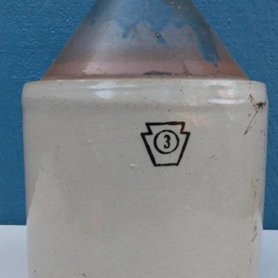 Antique Keystone Stoneware “3” Moonshine Jug – Rare Pennsylvania Pottery
