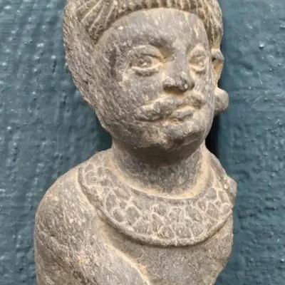 Granite Carved Figure Bust with Original Receipt
