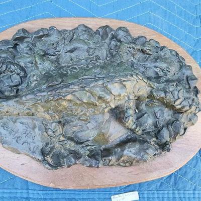 Bronze “Lizard” Wall Sculpture on Wood Plaque – Signed Heather, 3/30
