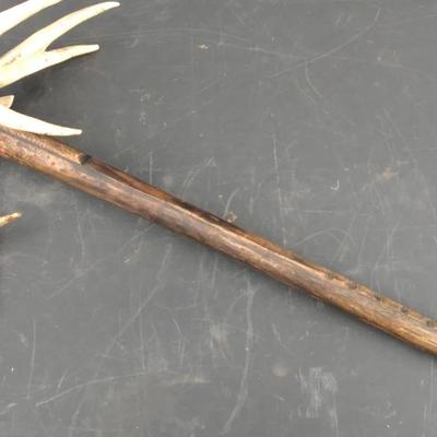 Rustic Antler & Wood Decorative Axe – Handcrafted Folk Art Piece
