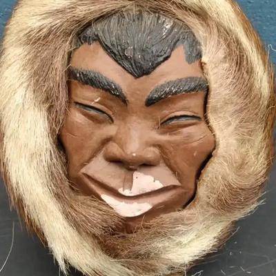Vintage Alaskan Handmade Face Mask by Lonnie F. Temple – Fur-Trimmed
