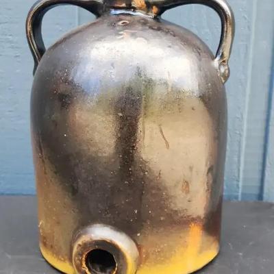 Antique Double-Handled Stoneware Jug with Spout – Salt Glazed
