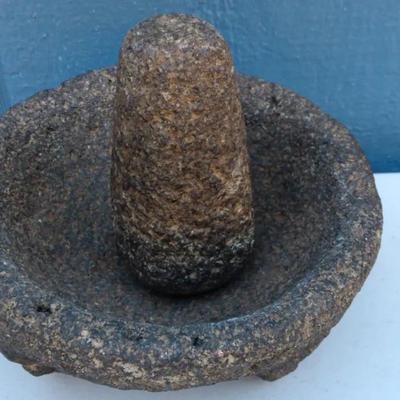 Stone Mortar and Pestle – Hand-Carved Grinding Bowl
