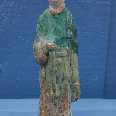 Ancient-Style Terracotta Tomb Figure with Green Glaze


