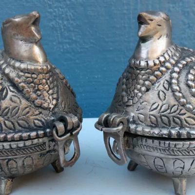 Pair of Hand-Cast Brass Dhokra Bird Boxes – Tribal India
