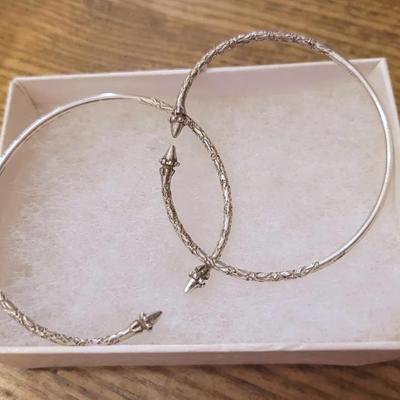 Two Sterling Silver Child's Cuff Bracelets Made In Jamaica 