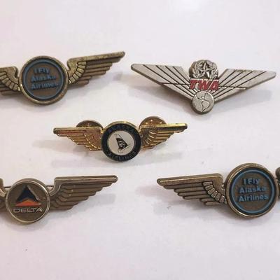 Vintage TWA, Alaska Airlines, Delta Pins