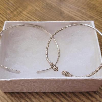 Two Sterling Silver Child's Cuff Bracelets Made In Jamiaca 2