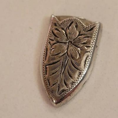Vintage Sterling Silver Belt Buckle Tip Hamd Engraved Not Stamped