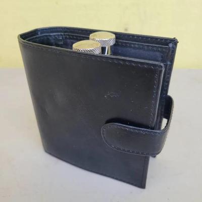German Leather Wallet Case By Freudenberg With Double 3oz Stainless Flasks