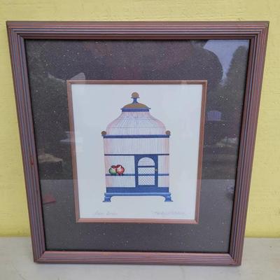 Vintage Framed Artwork Canary Condo Signed By Kathy J. Mitcham