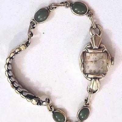 10K R.G.P. And Jade Bulova Watch