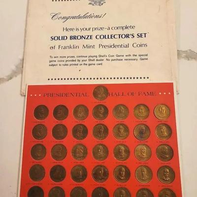 Solid Bronze Franklin Mint Presidential Coins Collector's Set 1