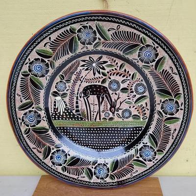 Very Large Handpainted Ceramic Platter Made In Mexico
