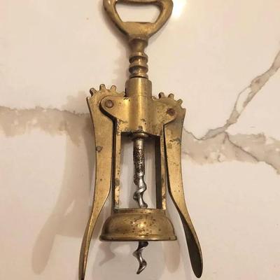 Vintage Barone Rieasoli Brass Corkscrew Italian Wine Opener Circa 1970s