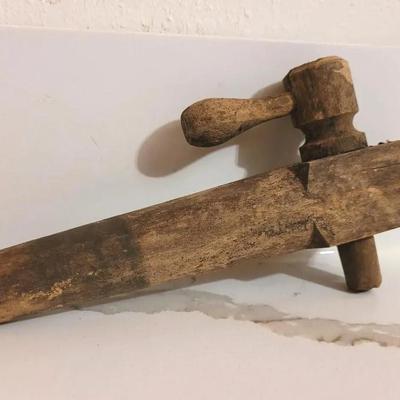 Antique Hand Lathe Turned Wooden Barrel Keg Spigot