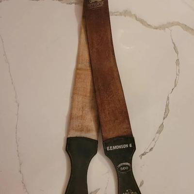 Antique EE Monson Genuine Horse Hide Leather Barber Straight Razor Strap - Early 1900s