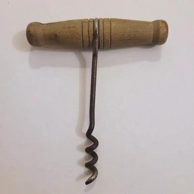 Antique Turned Wood Handle Corkscrew 