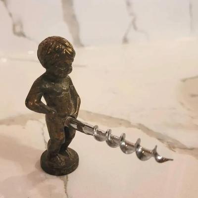 Vintage Brass Manneken Pis Corkscrew