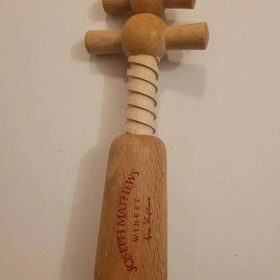 Vintage Joseph Matthews Winery Double Helix Wooden Corkscrew