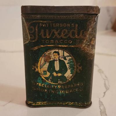 Antique Tuxedo Vertical Tobacco Pocket Tin With 1910 Tax Stamp