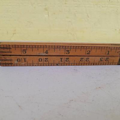 Vintage Union Hardware Co. No. 61p Brass & Wood 24" Folding Ruler