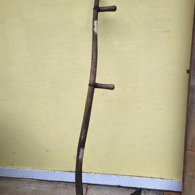 Antique Primitive Scythe Sickle Blade With Wooden Handle