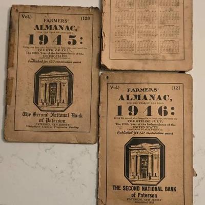 1944, 1945, & 1946 Farmers Almanac